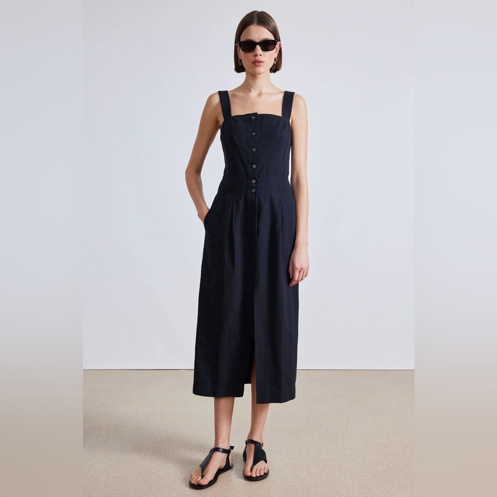 APIECE APART Berel Tank Dress Midi Cotton Black NWT